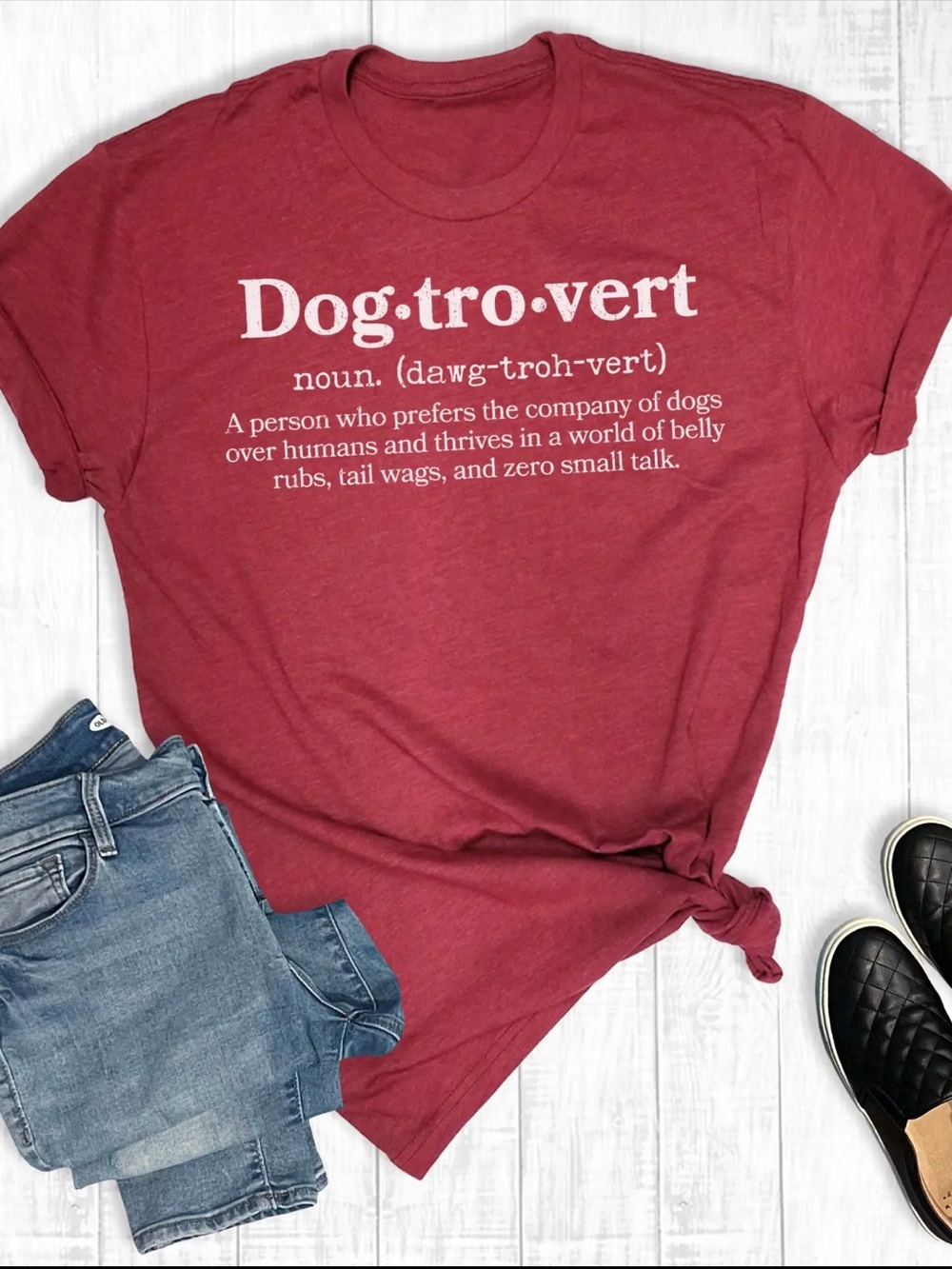NWT Bella Canvas Red 'Dog·tro·vert' Graphic Tee